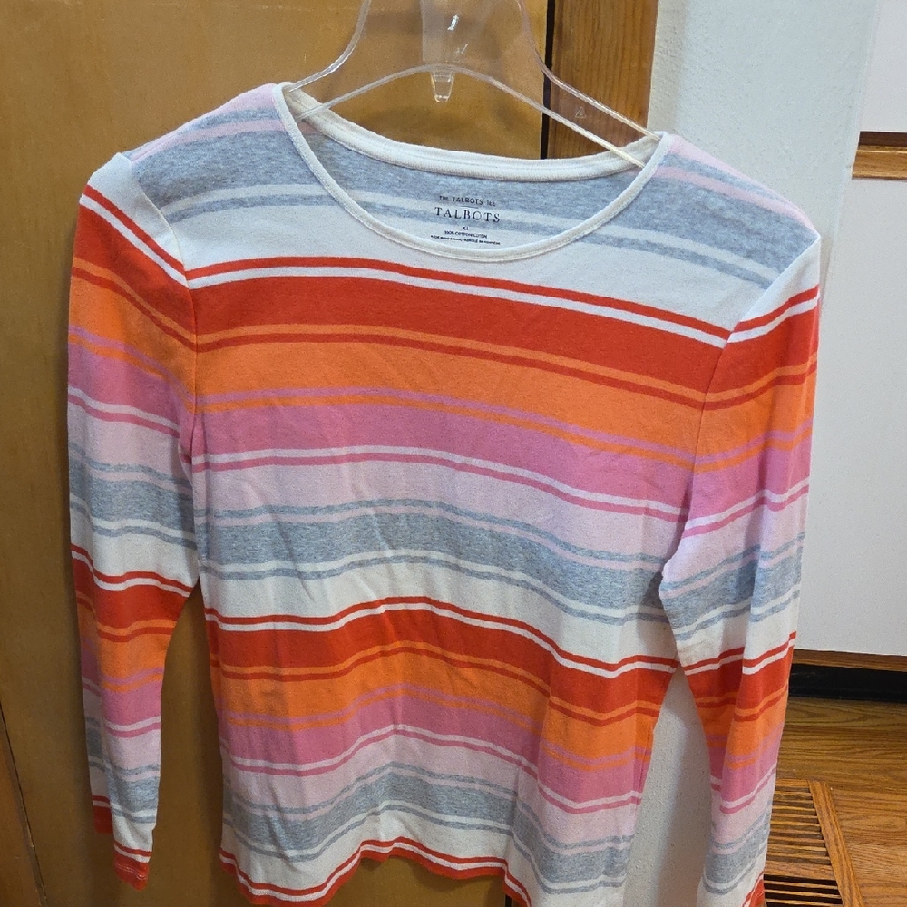 Talbots Women's Multicolor Striped XL Long Sleeve Top
